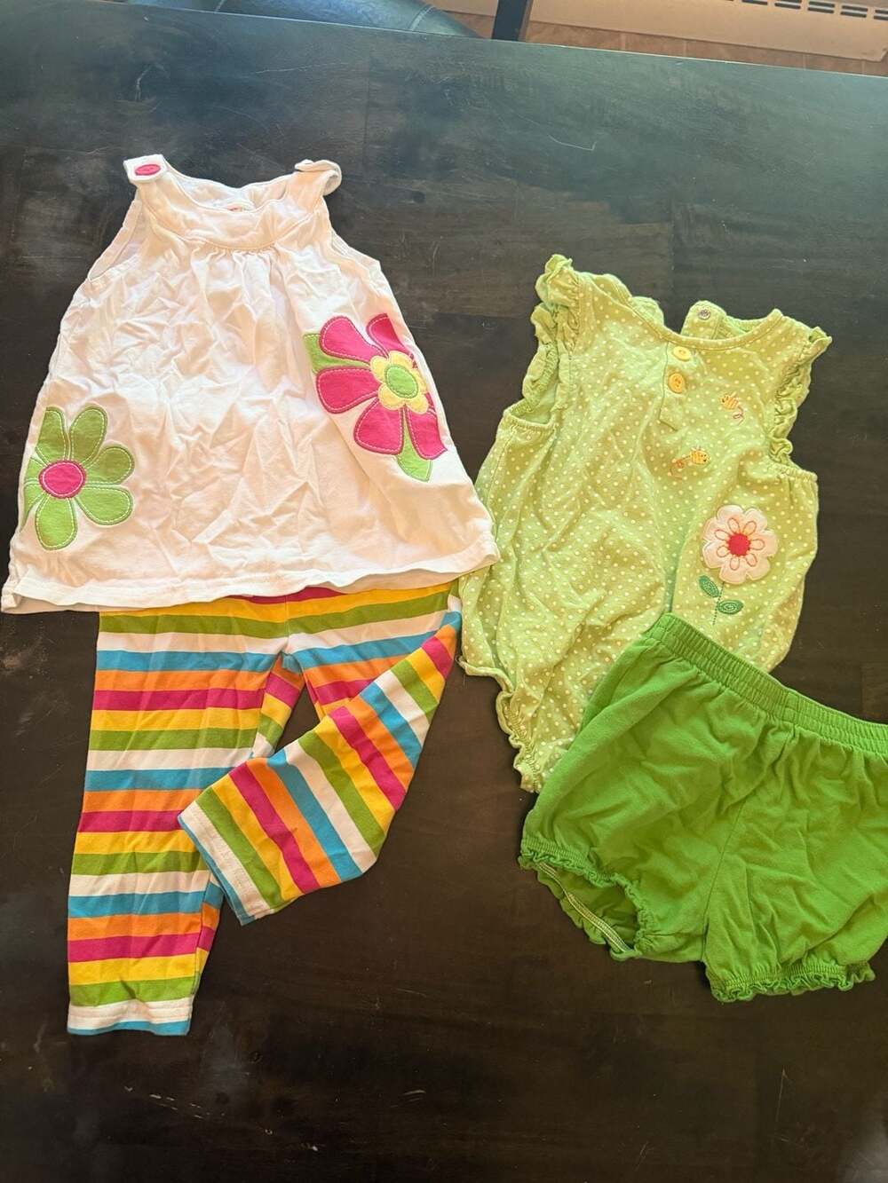 Bundle: Carter (24M) Flower Applique Top, Onsie, Legging and Bloomer